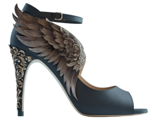 Angel wing heel shoe isolated on transparent background