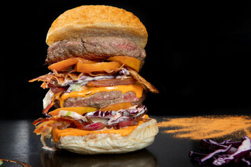 panini hamburger, ripieno, polpette, melanzane, pomodoro, insalata uova, zucchine, prosciutto,...