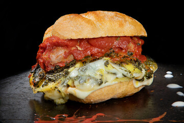 panini hamburger, ripieno, polpette, melanzane, pomodoro, insalata uova, zucchine, prosciutto, cotoletta 