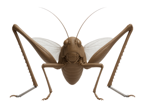 Impression of a large orthopteran insect with elongated hind legs and body