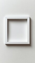 Empty white photo frame on a plain background.