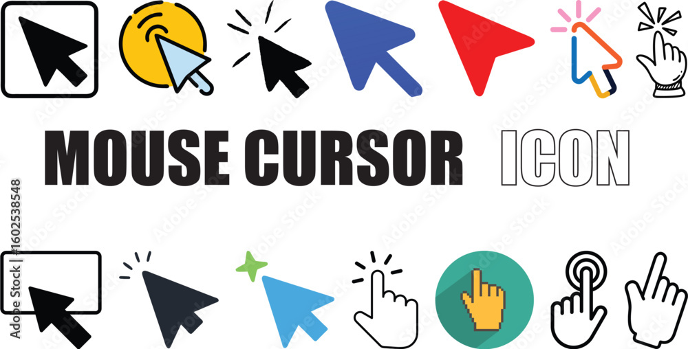 Fototapete Mouse click cursor arrow icon, mouse click icon, mouse cursor, cursor graphic and cursor symbol vector design.