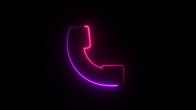 Call icon. call icon animation. glowing technology neon line call icon back background.