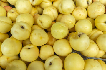 Fresh nectarines close up. Vibrant orange nectarines piled high embodying essence and wholesome natural goodness. Pile of ripe nectarines a sweet and juicy summer fruit.