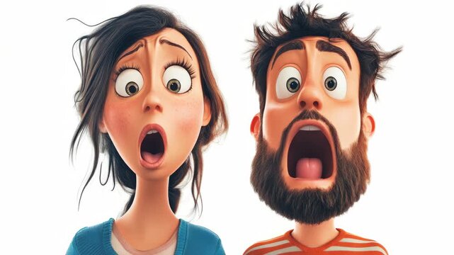 2 cartoon characters with shocked expressions.