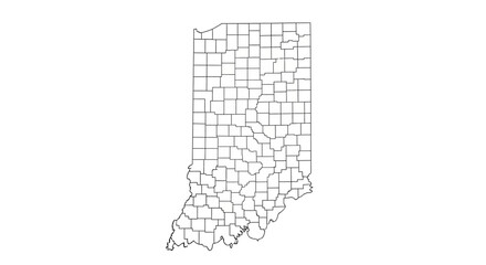 Indiana County Map: Detailed outline of the state of Indiana with county borders for geographic and data visualization purposes