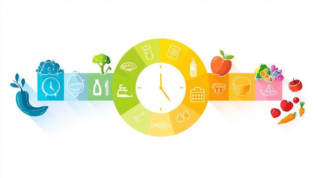 Nutrition timing concept showing the importance of proper timing for a healthy diet