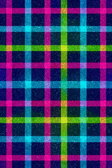Colorful plaid pattern featuring vibrant pink, green, & blue hues and intricate grid design perfect for textile applications