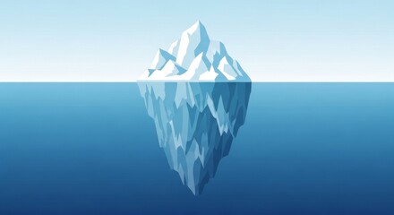 Obraz premium Stunning Iceberg Illustration: Unveiling the Hidden Depth of a Majestic Iceberg in the Ocean