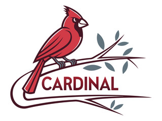 A vibrant cardinal perched on a branch, perfect for logo design.