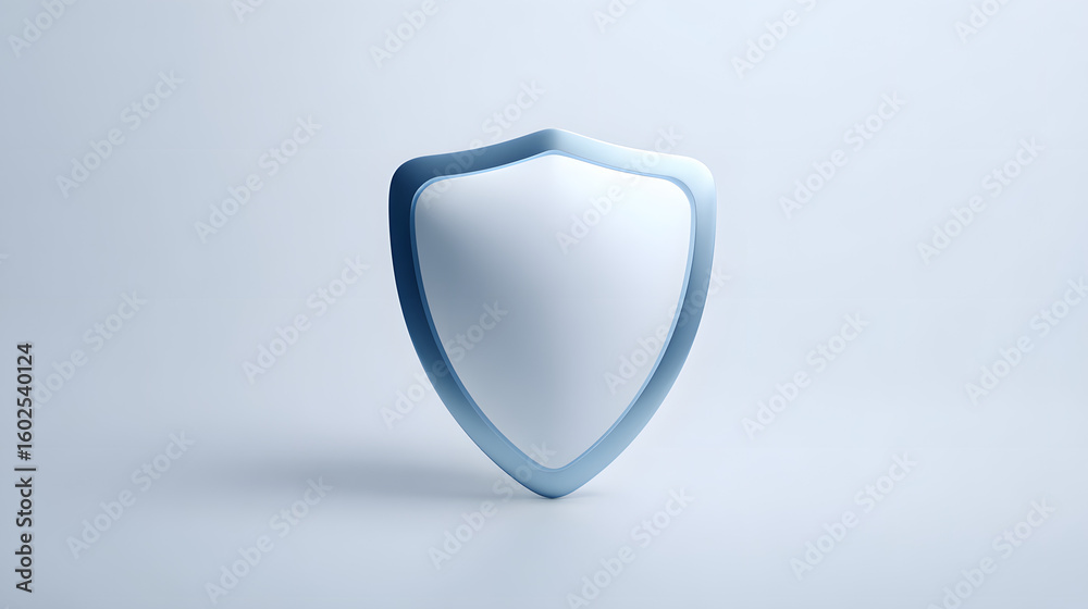 Wall mural cyber security safety shield in minimalistic style. 3d vector illustration. white background