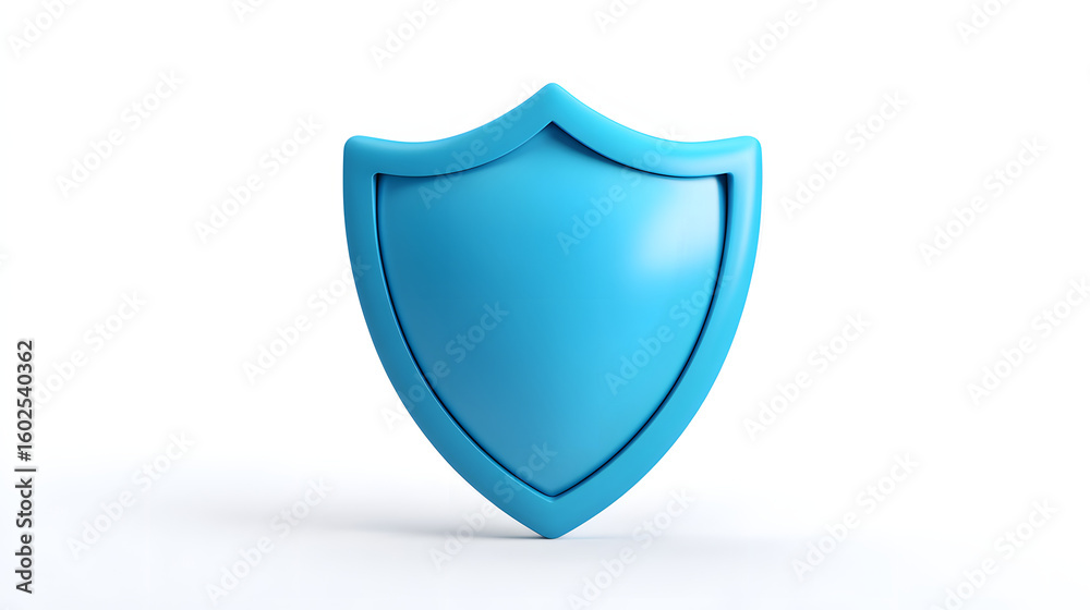 Wall mural cyber security safety shield in minimalistic style. 3d vector illustration. white background