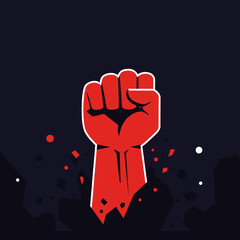 The fist is bold and symbolic, representing strength, power, and resistance. The surrounding smoke adds an element of intensity and rebellion.