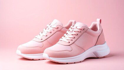 Suede sneakers in pink tones, modern footwear