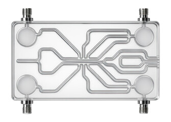 Microfluidic chip with etched channels and reservoirs for cell culture
