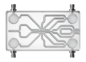 Microfluidic chip with etched channels and reservoirs for cell culture