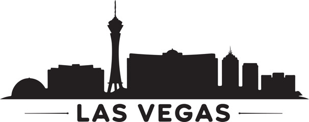Las Vegas Skyline Silhouette Vector with Stratosphere Tower and Casinos © rs_studios
