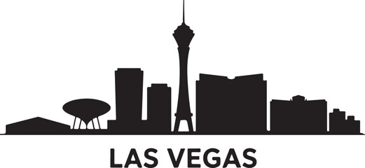 Fototapeta premium Las Vegas Skyline Silhouette Vector with Stratosphere Tower and Casinos
