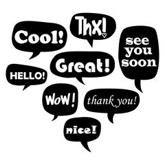 Set of Vector Speech Bubbles Icon Vector Illustration button for social networking services, internet forums, news websites and blogs. Icon with Flat Calculator. Flat filled outline style.  Editable s