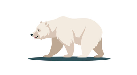 Stylized vector illustration of a polar bear walking, with minimalist design and neutral tones for a clean animal portrayal