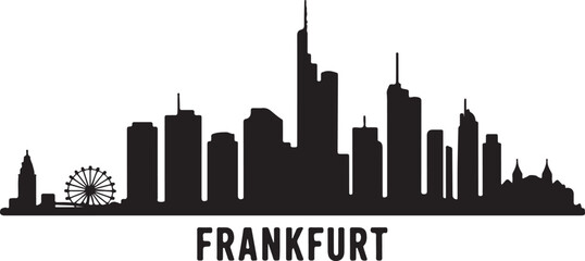 Obraz premium Frankfurt Skyline Silhouette Vector with Messeturm and Financial District