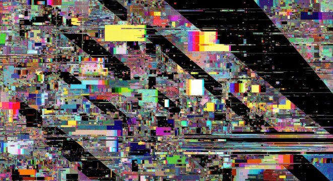 Digital glitch effect abstract background with geometric shapes