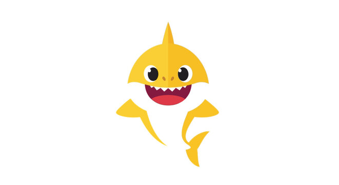 Animated marine creature illustration with a friendly yellow shark character depiction on a clean white backdrop