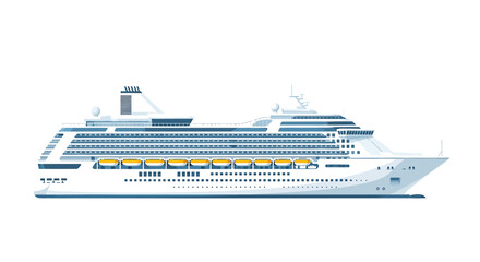 Majestic Cruise Ship Illustration Showcasing Travel and Leisure, for Exploration and Discovery on the Open Water