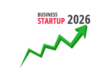 Business startup in 2026, vector illustration on business theme
