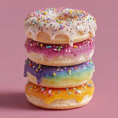 Colorful stacked donuts