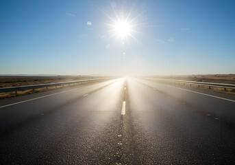 Naklejka premium Highway under sunny sky