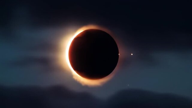 Partial solar eclipse with twilight sky