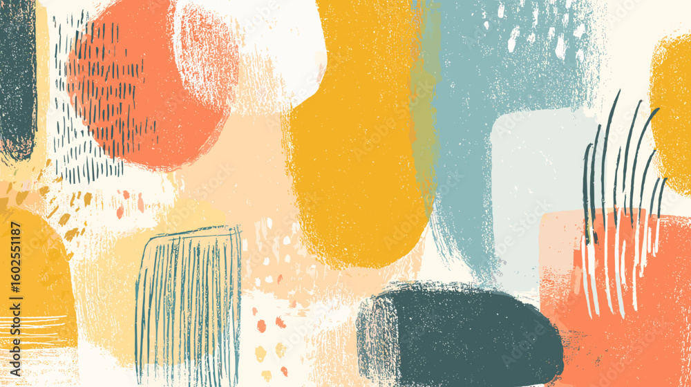 Poster abstract colorful background with textured shapes and patterns
