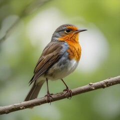 Erithacus Rubecula Close-Up with Clear Background for Design Use