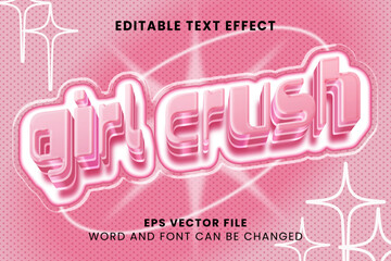 Girl crush pink retro y2k style 3d editable vector text effect