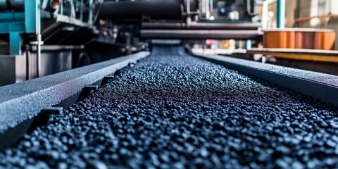 Fototapeta premium Close-up of freshly laid asphalt on a construction site Generative AI