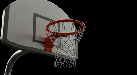 Isolated Basketball Hoop with Gray Backboard and Orange Rim on Black Background