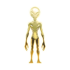 Shining golden full body of an alien, alpha channel

