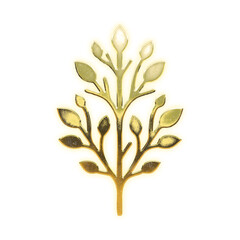 Shining golden leaf and branch, alpha channel

