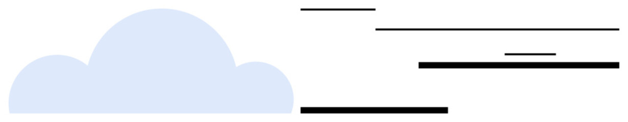 Soft blue cloud paired with streamlined horizontal lines evokes themes of speed, connectivity, networking, and seamless data exchange. Ideal for technology, cloud computing, innovation, efficiency