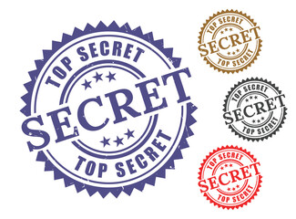 Obraz premium Top Secret Product Stamp Set, Grunge Style Private Information Label Vectors 