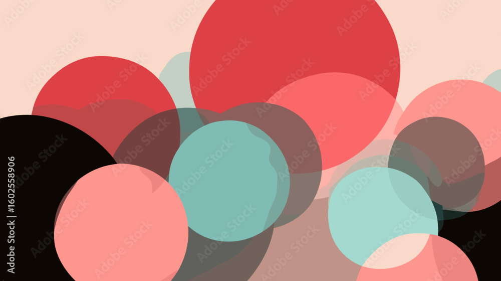 Poster abstract flat vector background with overlapping circles in various colors