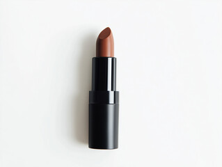 Fototapeta premium brown Lipstick in Black Tube on White Background