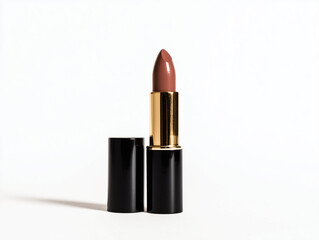Obraz premium brown Lipstick in Black Tube on White Background
