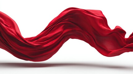 Fototapeta premium A flowing red fabric drapes gracefully, showcasing elegance and movement, perfect for artistic backgrounds or designs.