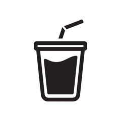 Obraz premium Simple Drink Cup with a Straw Silhouette for Beverages and Refreshments