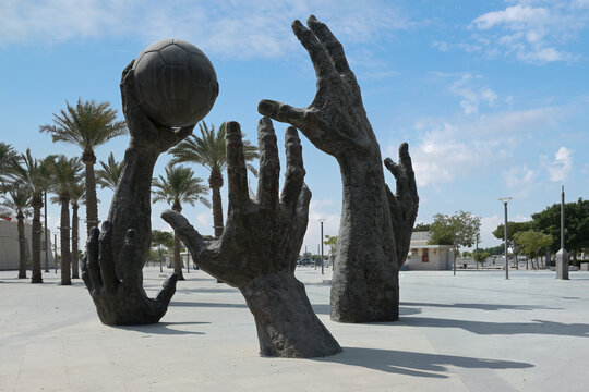 The artworks at Lusail Multipurpose Hall were commissioned in 2015 to celebrate Qatar hosting of the Mens Handball World Cup