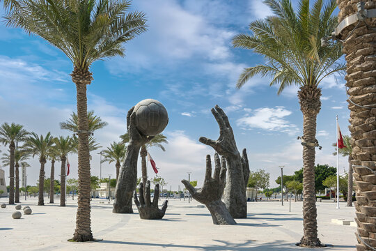 The artworks at Lusail Multipurpose Hall were commissioned in 2015 to celebrate Qatar hosting of the Mens Handball World Cup