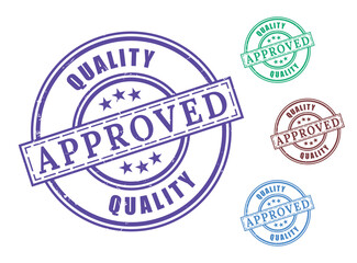 Obraz premium Quality Approved Certified Stamp Collection, Grunge Rubber Premium Product Seal Set 