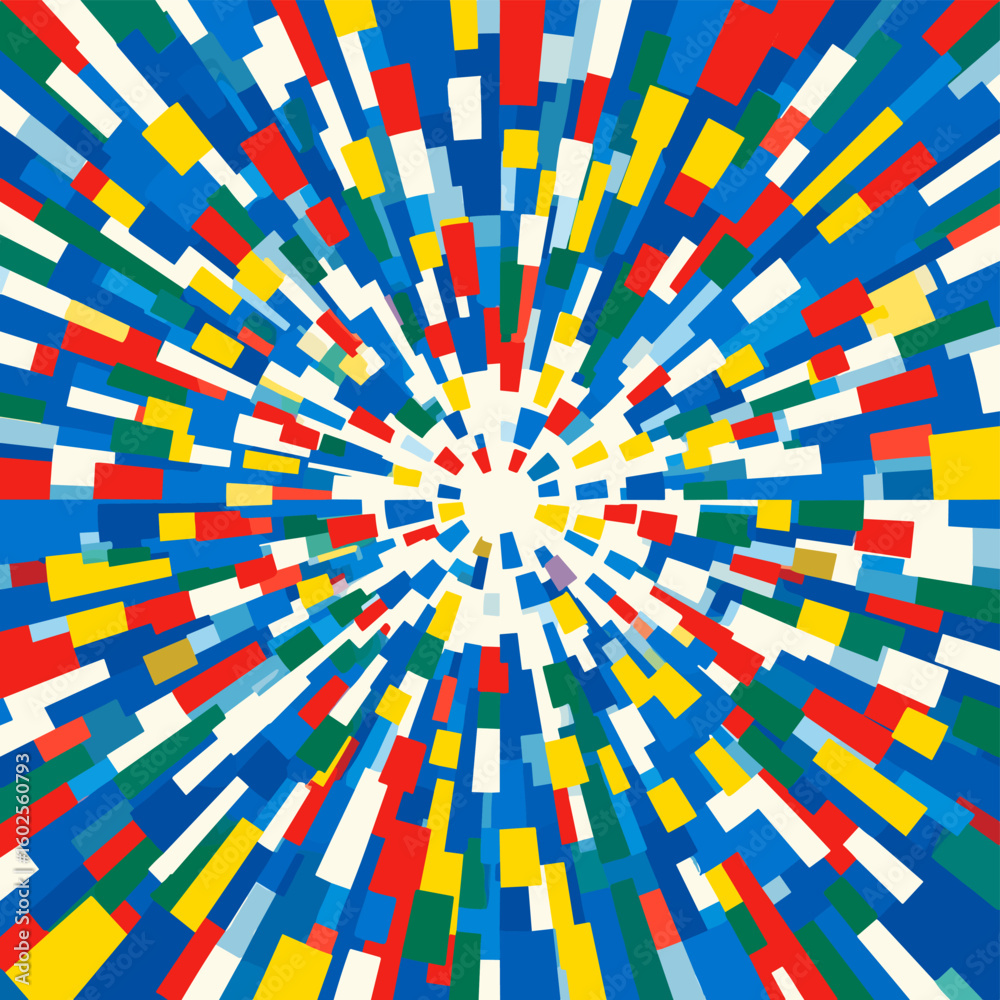 Poster Abstract flat vector background with colorful burst pattern  